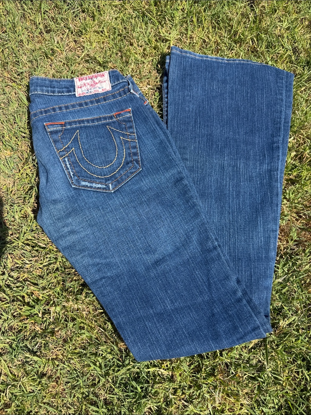 True Religion Women's Flare Jeans in Dark Blue Wash